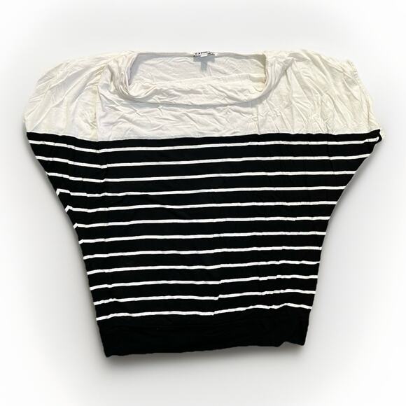 Express Women’s Size Medium Black White Striped Poncho Sleeve Oversized Top - Picture 2 of 8